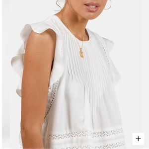 NWT Outerknown Devin short sleeve blouse top white M/L